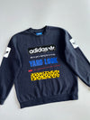 Adidas Originals Street Graph Yard Look Trefoil Leopard Print Multi-Graphic Black Crewneck Sweatshirt (XL)