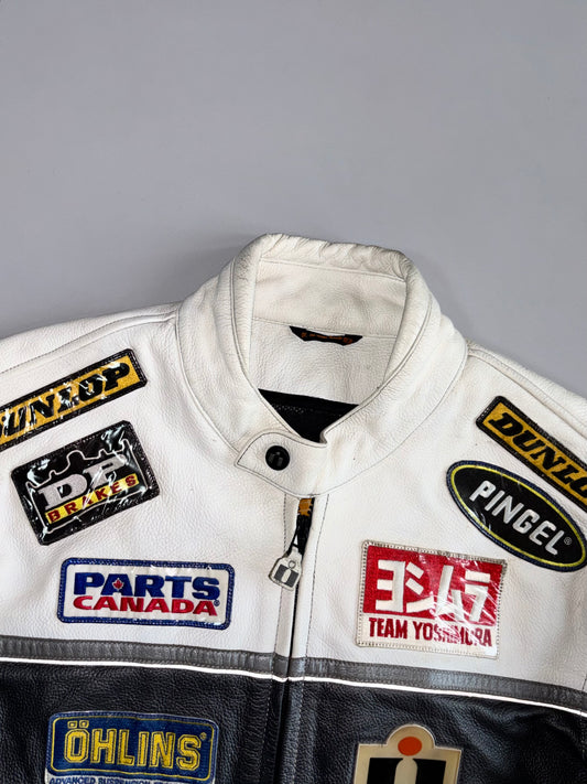 ICON Motorsports Racing Pure Leather Jacket with Sponsor Patches (M)