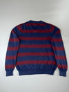 Tommy Hilfiger Navy & Maroon Striped V-Neck Pima Cotton Sweater (XL)