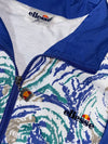 Ellesse Colorblock Windbreaker Jacket – Royal Blue/Green Abstract Print (L)