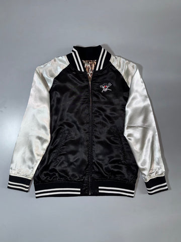 Reversible Satin Varsity Jacket Skull/Leopard Print (M)