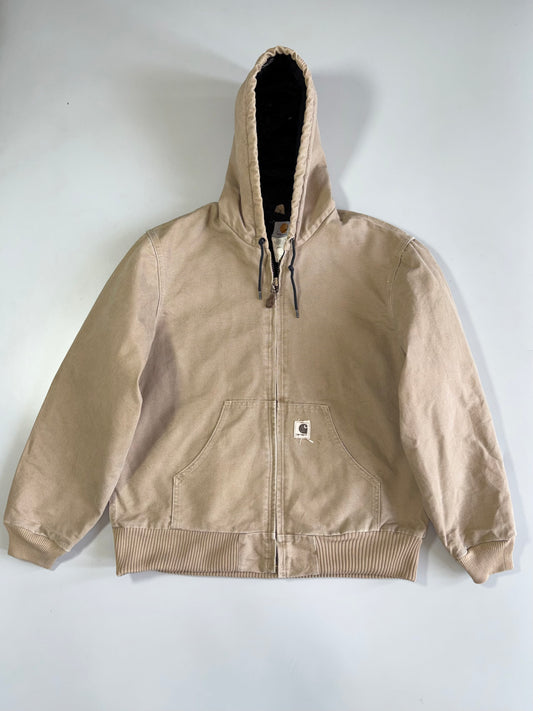 Carhartt J130 Active Jacket Sand Beige Fleece Lined Hood (XL)