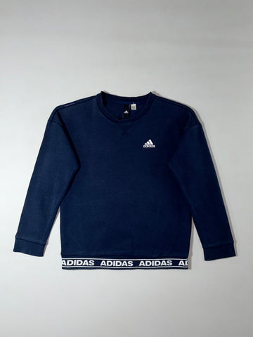 Adidas Navy Crewneck Sweatshirt – Logo Taping Detail (S)