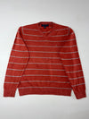 Tommy Hilfiger Striped V-Neck Knit Sweater – Rust Orange  (L)