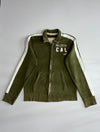 Hollister California Full Zip Track Jacket – Olive Green w/ White Stripe (L/XL)
