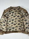 Vintage Arroy Distressed Leather Aviator Bomber Jacket – Tan Brown – Aviation Print Lining (XL)