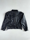 Vintage Black Leather Western Jacket with Lace-Up Fringe Sides & Epaulettes (XL)