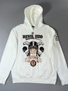 Devil Jizo Bosatsu Japanese Embroidered Hoodie (White) (L)