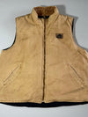 Old Mill Vintage Canvas Work Vest — Tan/Khaki Fleece Lined (XL)