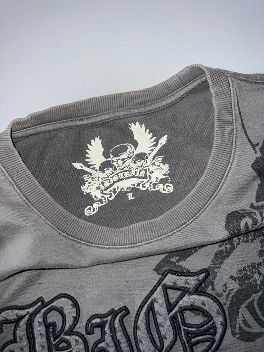 Big Train “Since 1989” Skull Graphic Long Sleeve T-Shirt Washed Charcoal Grey (L/XL)