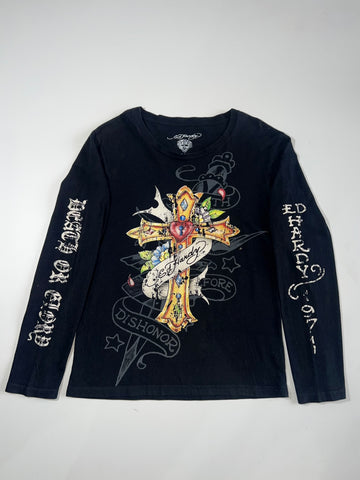 Ed Hardy Black Graphic Long-Sleeve T-Shirt (M)