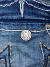 True Religion Flap Pocket Faded Straight Jeans (W:34) (L:43)