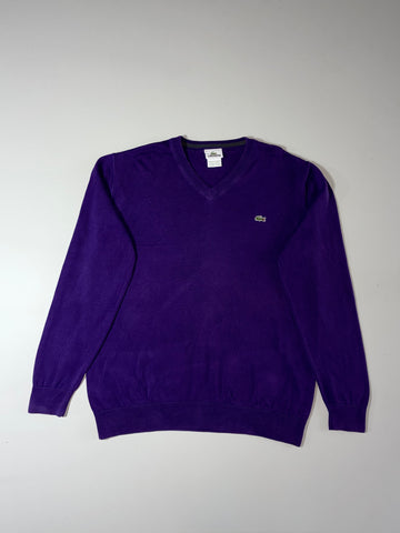Lacoste Cotton V-Neck Sweater – Royal Purple (XL)