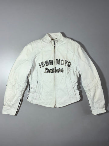Icon Moto “Bomb Shell” White Leather Jacket (XS/S)