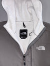The North Face Denali Fleece Jacket White Grey Polartec Recycled Hooded (M)