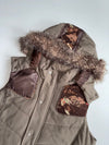 Big Train Osaka Japanese Dragon Embroidered Hooded Puffer Vest – Olive (M)
