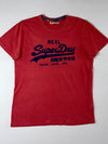 Superdry “Real Superdry” Graphic T-Shirt  Faded Red, Trade Mark JPN (L)