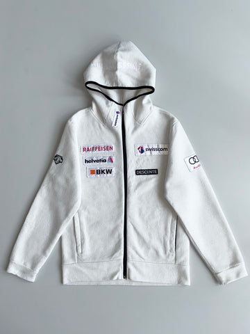 Descente Swiss Ski Team Sponsor Patch Fleece Hoodie – White (M)