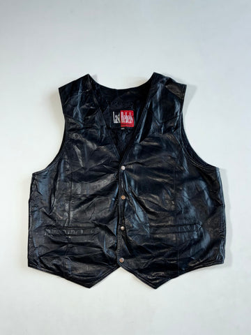 Vintage Last Rebels Black Leather Biker Vest (XL)