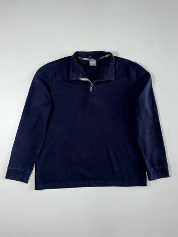 Puma Navy Quarter-Zip Knit Pullover – Check Trim Collar (XL)