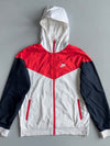 Nike Windrunner Hooded Jacket | White Red Black | Colorblock | (L)