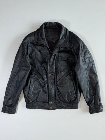 Mostang Italy Mode Quilted Leather Bomber Jacket (M)