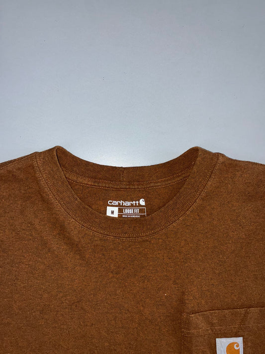 Carhartt Loose Fit Heavyweight Pocket T-Shirt | Brown Short Sleeve Workwear Tee (L)