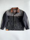 Vintage Marlboro Classics  Original Hard Canvas Trucker Jacket with Genuine Leather Collar & Plaid Flannel Lining (XL)