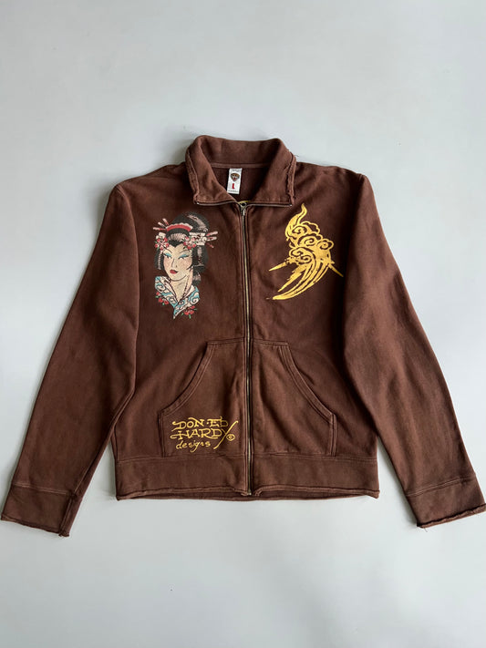 Ed Hardy Geisha Graphic Zip-Up Jacket (L)