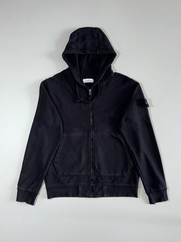 Stone Island Zip-Up Hoodie – Black, Garment Dyed, Men’s  (L/XL)