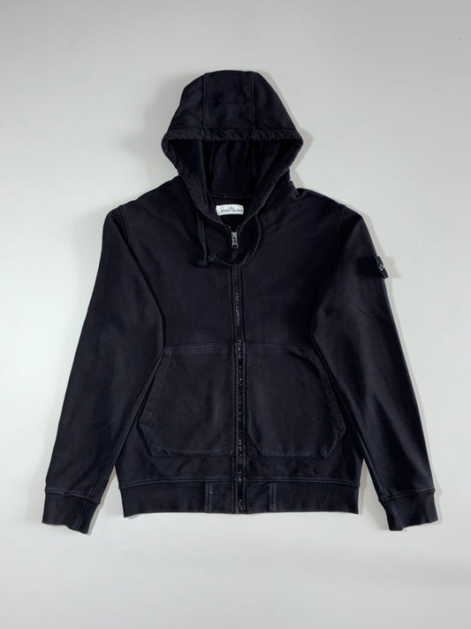 Stone Island Zip-Up Hoodie – Black, Garment Dyed, Men’s  (L/XL)