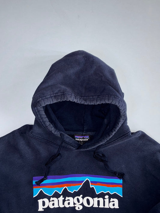 Patagonia P-6 Logo Uprisal Hoodie Navy Blue | 100% Organic Cotton (L)