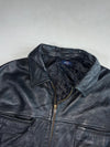 Society Team Black Leather Zip-Up Collared Jacket – Quilted Lining (XL)
