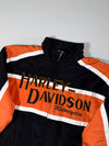 Vintage Y2K Harley-Davidson Black & Orange Embroidered Racing Jacket (XL)