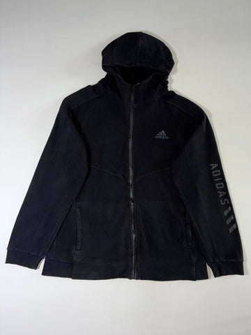 Adidas Black Zip-Up Hoodie – Sleeve Logo (XL)