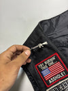 Vintage Patched Black Leather Biker Vest with Braided Trim & Side Lacing  (3XL)