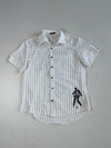 Endeson White Striped Short Sleeve Shirt – Rockstar Silhouette Print (M)