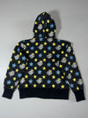 Sexy Diamond All-Over Print Full-Zip Hoodie — Black | Stars, Diamonds & Floral Pattern (S)