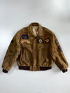 Vintage Americana Multi-Patch Suede Heavy Bomber Jacket (M)