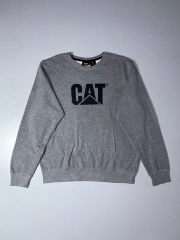 CAT Caterpillar Logo Crewneck Sweatshirt –Grey Heather (L)