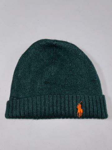 Vintage Polo Ralph Lauren Dark Green Merino Wool Beanie (H:8.5 inches/W:16 inches)