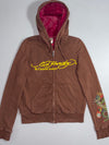 Ed Hardy Dragon Zip-Up Hoodie Brown Fuzzy Lined (S)