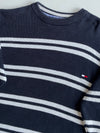 Vintage 90s Tommy Hilfiger Navy & White Striped Knit Sweater – Made in Hong Kong (M)