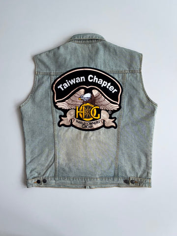 H.O.G. Taiwan Chapter Harley Owners Group Embroidered Denim Biker Vest  (XL)