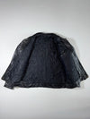 Black Leather-Look Zip-Up Jacket with Flap Pockets (XL)