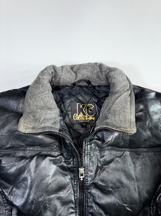 Vintage Pure Leather Puffer Jacket (M)
