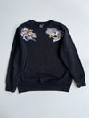 Japanese Dragon & Crane Graphic Black Crewneck Sweatshirt – (XL)