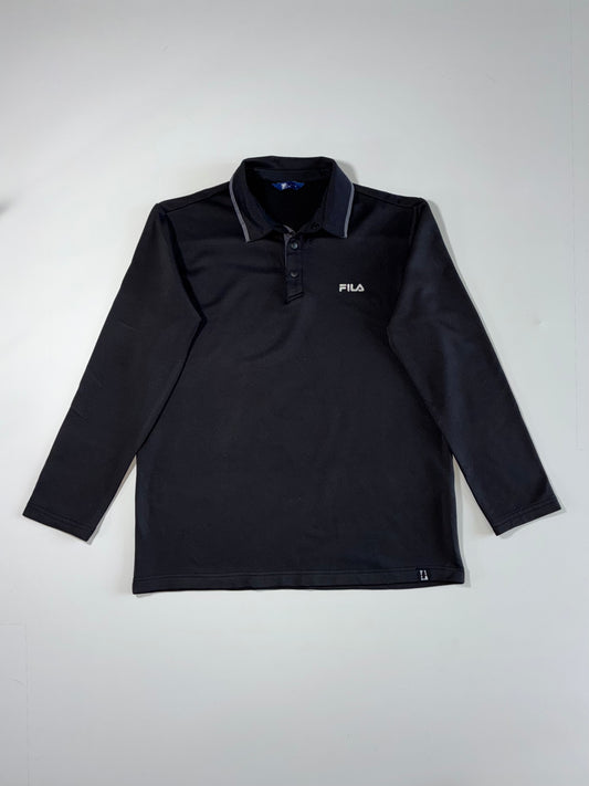 Fila Long Sleeve Polo Shirt – Black with Grey(L)