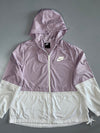 Nike Sportswear Swoosh Two-Tone Mesh-Lined Hooded Windbreaker Jacket Lavender White (L)