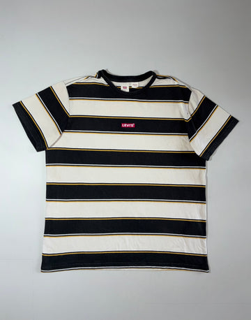 Levi’s Striped Black/White/Yellow Crewneck T-Shirt (2XL)